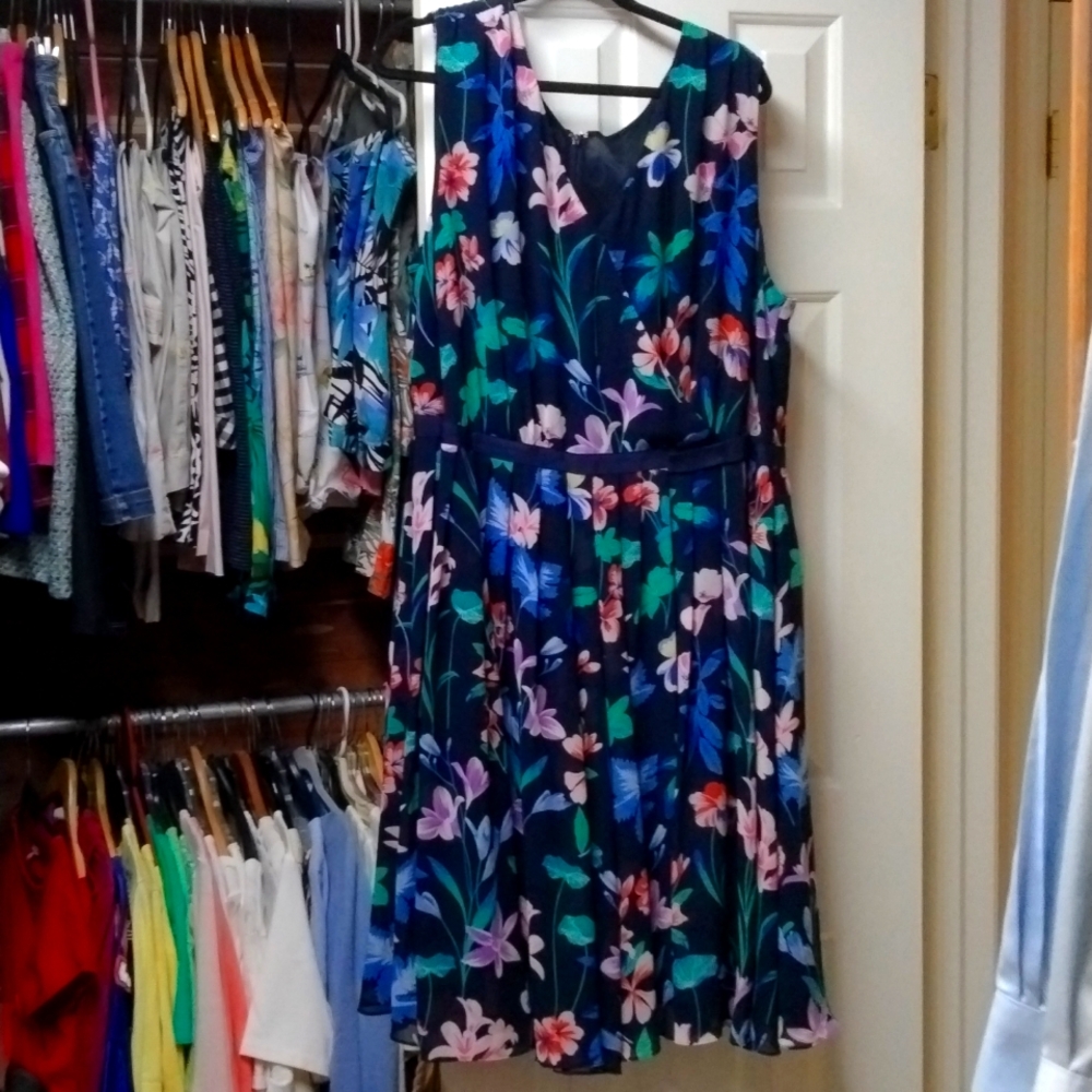 TALBOTS Woman’s Blue Floral Dress Sleeveless Sheath Lined